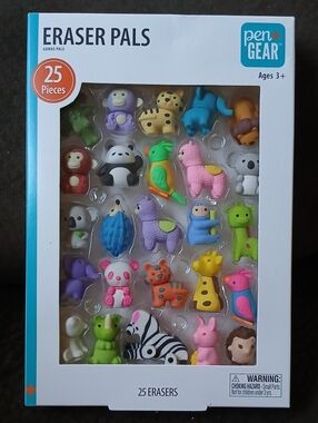 pen+GEAR Safari Animal Eraser Pals, 25 Pieces, New In Box